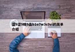 涩9涩9精9品b1o7w3s9vi的简单介绍