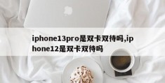 iphone13pro是双卡双待吗,iphone12是双卡双待吗