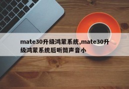 mate30升级鸿蒙系统,mate30升级鸿蒙系统后听筒声音小